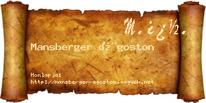 Mansberger Ágoston névjegykártya